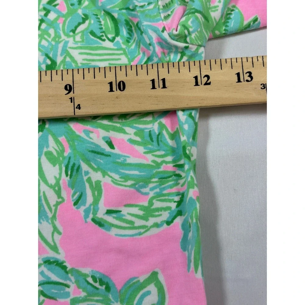 Lilly Pulitzer Girls Pink Green Tropical Palm Pajama Set Size 10 Long Sleeve PJs
